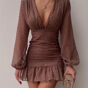 Chicme Ruffle hem side tie Dress. Dusty Pink XL